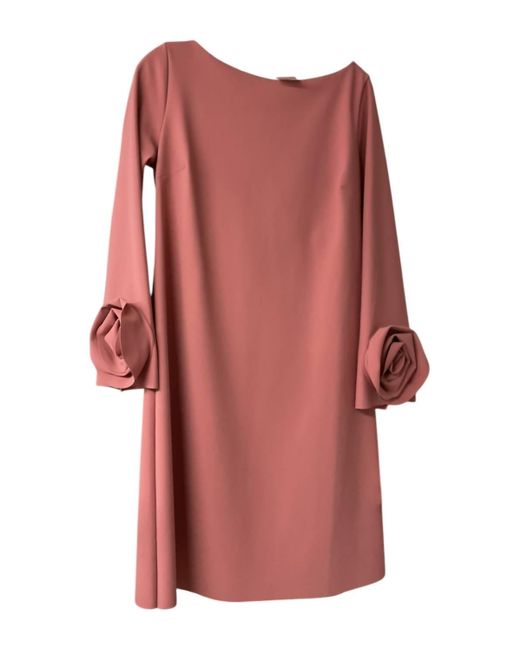 Chiara Boni Red Sekil Floral Detail Cocktail Dress