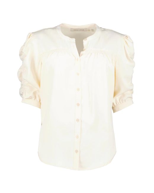 Bishop + Young White Rachel Ruched Sleeve Blouse