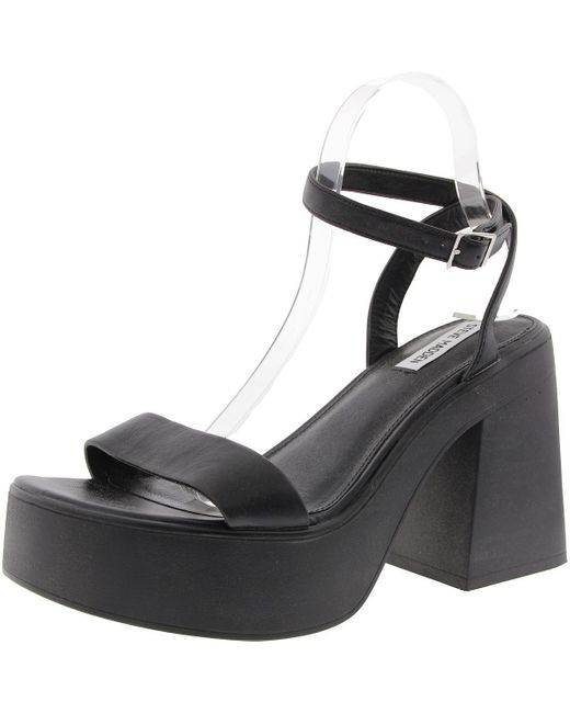 Steve Madden Black Rosetta Adjustable Faux Leather Platform Sandals