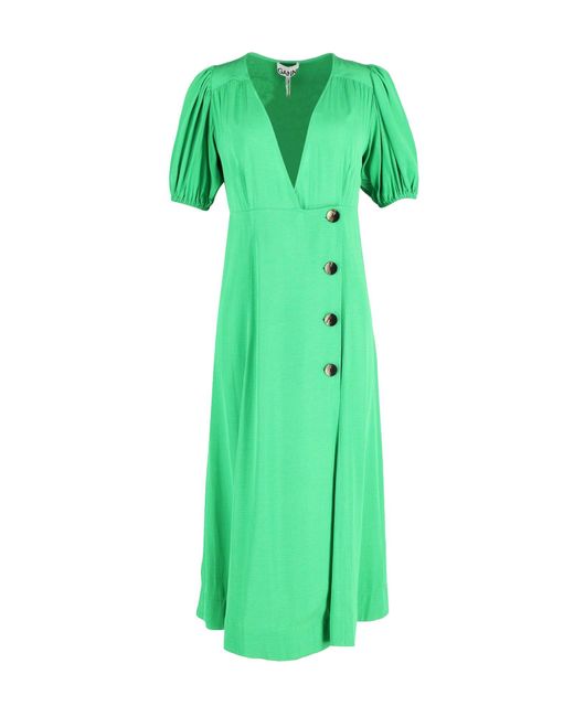 Ganni Wrap Dress Green Ganni Green Floral Printed Crepe Dalton Wrap Dress M Ganni TLC Ganni Wrap Dress Green Ganni Green Floral Printed Crepe Dalton Wrap Dress M Ganni TLC