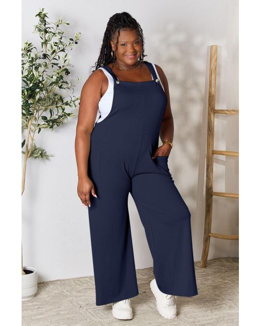 TRUEDAMES Blue Full Size Wide Strap Overall With Pockets