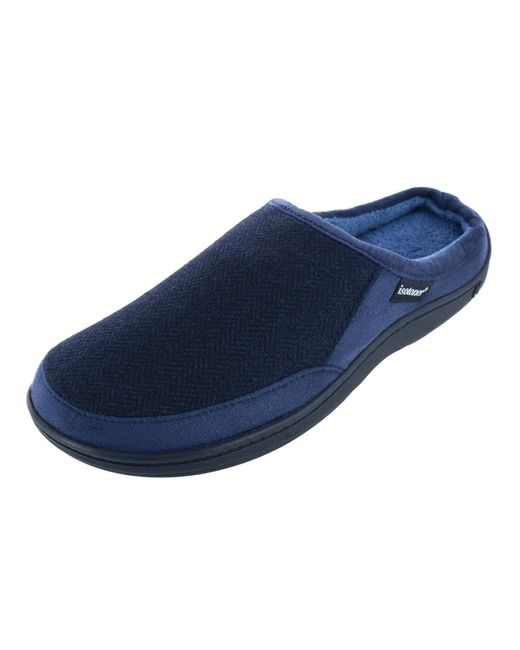 Isotoner Blue Herringbone Logan Hoodback Slipper for men