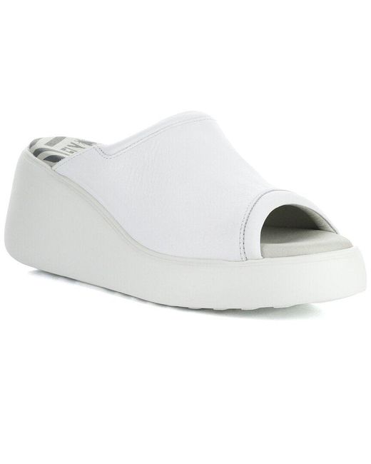 Fly London White Doli Leather Mule