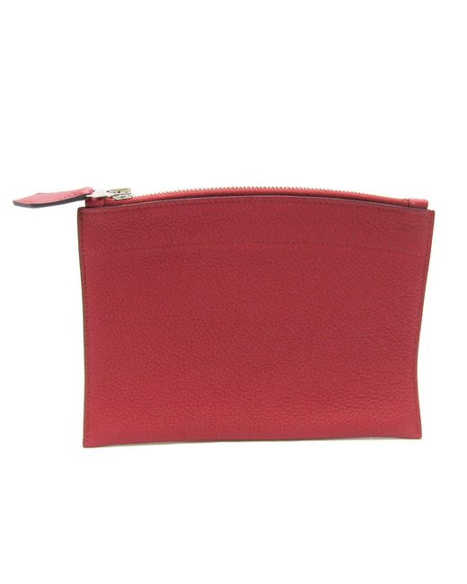 Hermès Red Leather Clutch Bag (pre-owned)