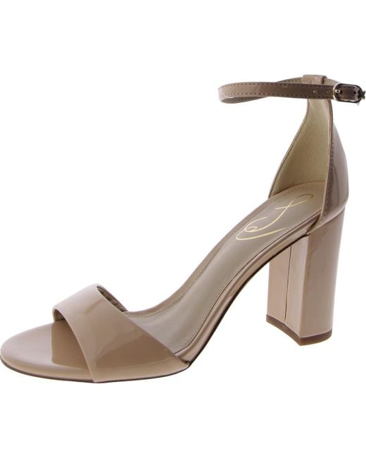 Sam Edelman Brown Robyn Patent Block Heel Ankle Strap