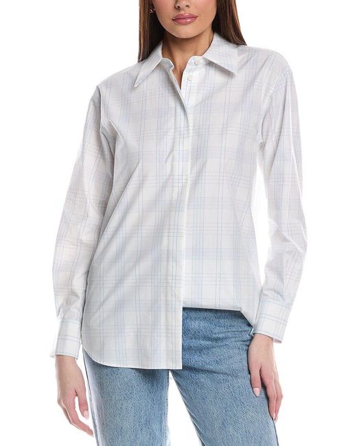 Lafayette 148 New York White Drop-Shoulder Shirt