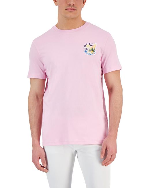Club Room Pink Knit Cotton Graphic T-shirt for men