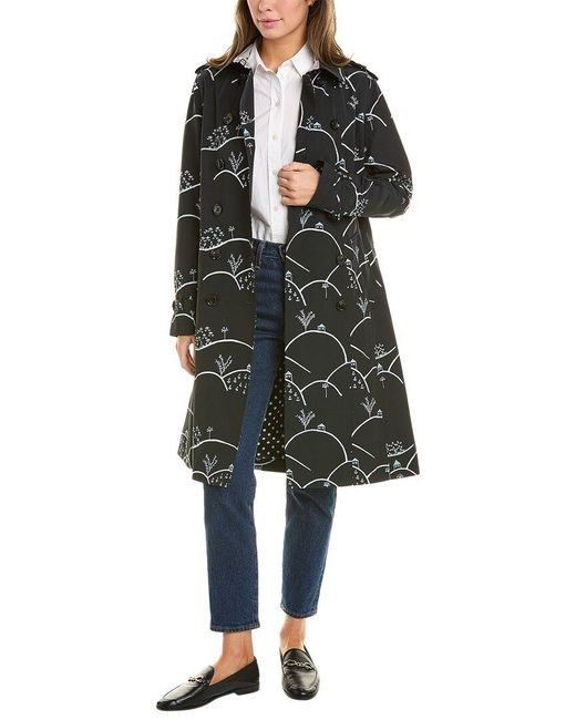 Jane Post Green Printed Downtown Trench Coat