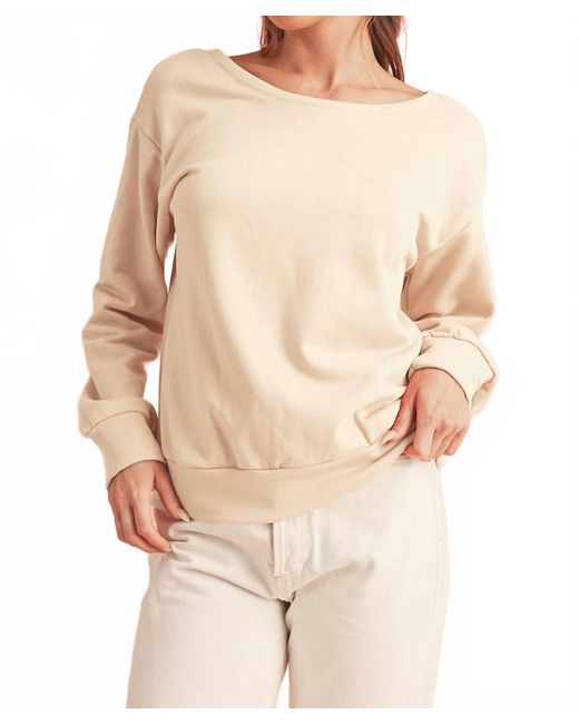 Shewin Natural Bowknot Round Neck Sweatshirt