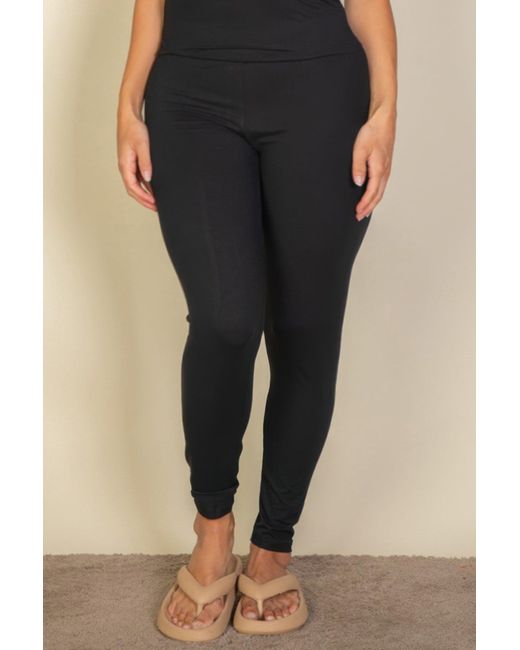 TRUEDAMES Black Plus Basic Solid Leggings