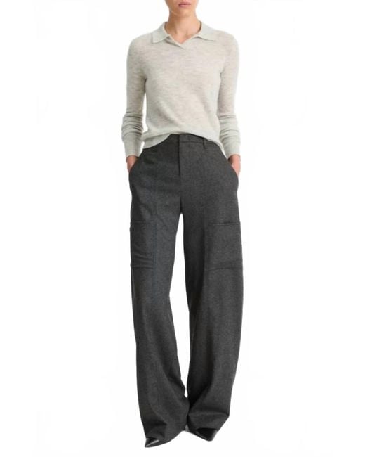 Vince Gray Mid Rise Brushed Herringbone Flannel Pant
