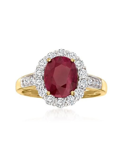 Ross-Simons Red Burmese Ruby And Diamond Ring