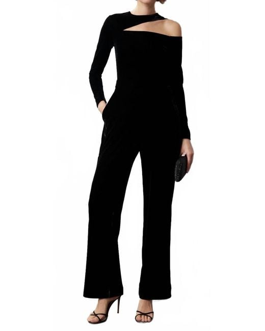 Reiss Black Adele Velvet Jumpsuit