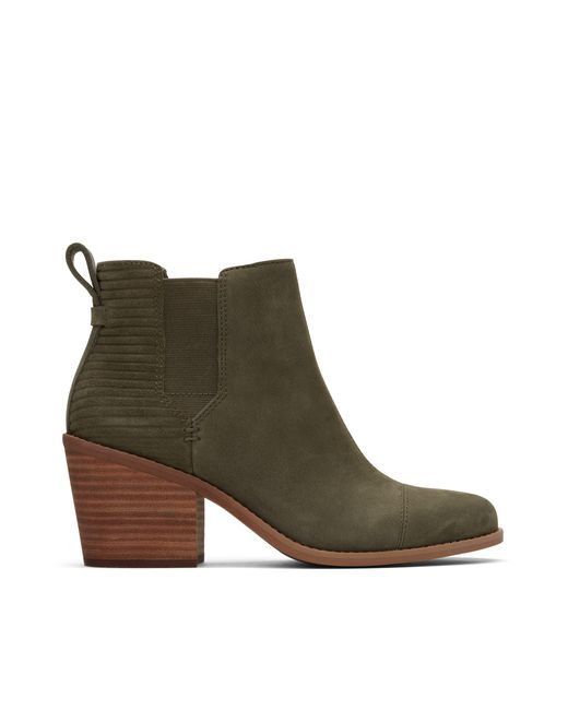 TOMS Green Everly Nubuck Heeled Boot