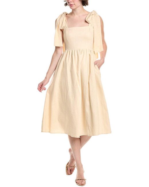 Endless Rose Natural Linen-Blend Midi Dress