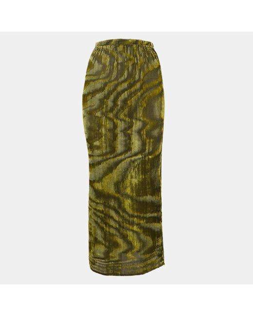 Ronny Kobo Green Devore Midi Jay Skirt
