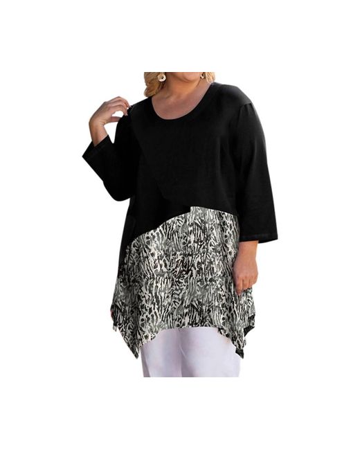 On The Plus Side Black Printed Caiden Tunic