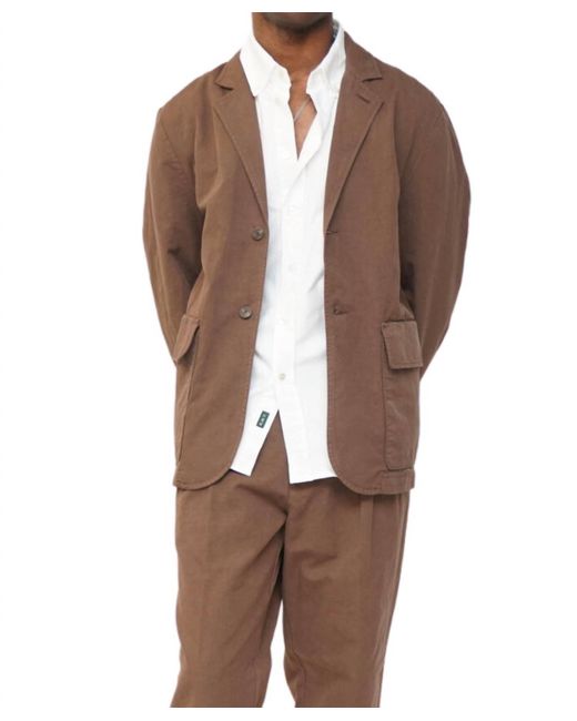 KNICKERBOCKER Brown Linen Basket Suit Jacket for men
