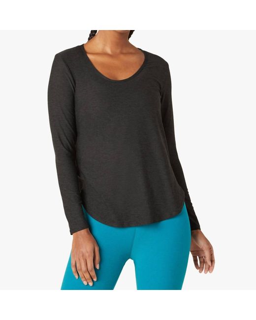 Beyond Yoga Black Featherweight Scooped Long Sleeve Pullover