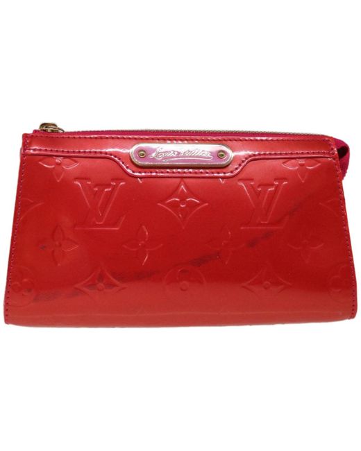 Louis Vuitton Red Cosmetic Pouch Patent Leather Clutch Bag (pre-owned)