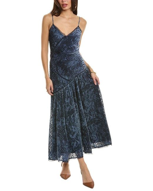 Ulla Johnson Women's Blue Elodie Silk-Blend Midi Dress