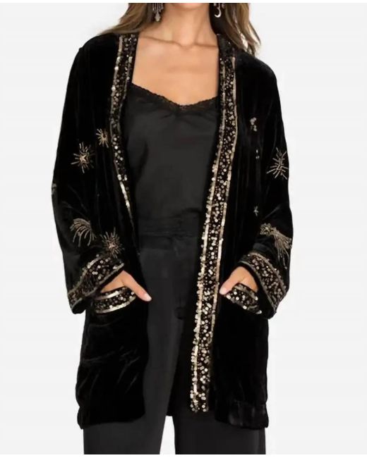 Johnny Was Aruna Velvet Smoking Jacket I in Black Lyst