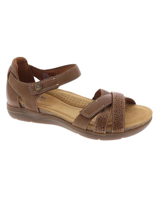Clarks April Poppy Leather Criss Cross Strappy Sandals in Brown | Lyst