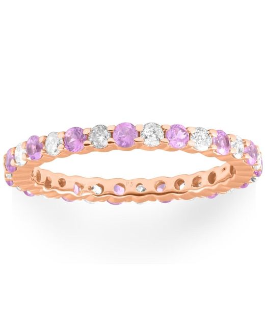 Pompeii3 1 Cttw Pink Sapphire & Diamond Wedding Eternity Ring 10k Rose Gold