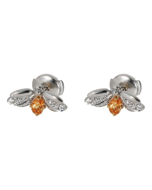 Tiffany & Co White Paper Flowers Diamonds & Spessartine Firefly Earrings