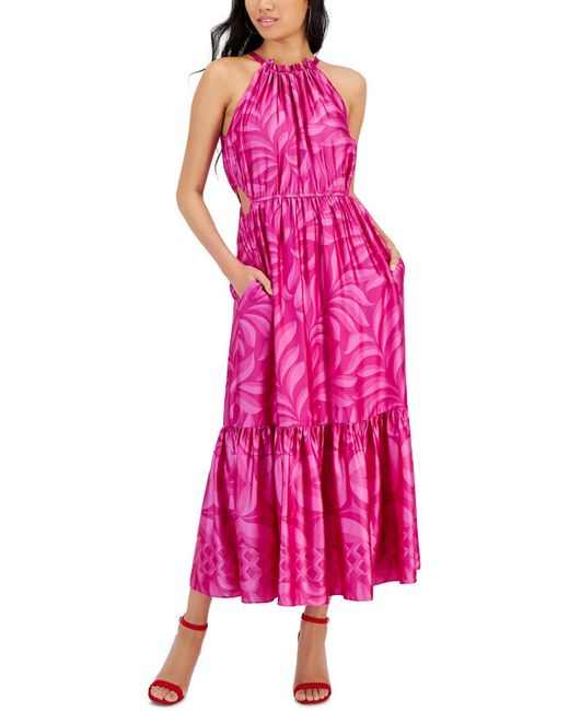 Taylor Pink Cut-out Polyester Maxi Dress