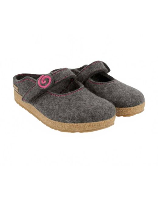 Haflinger Black Alice Strapped Boiled Wool Clog