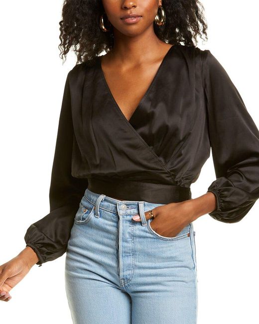 Kylie Balloon Sleeve Blouse in Black 