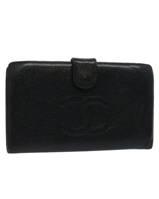 Chanel Black Cc Leather Wallet (pre-owned)