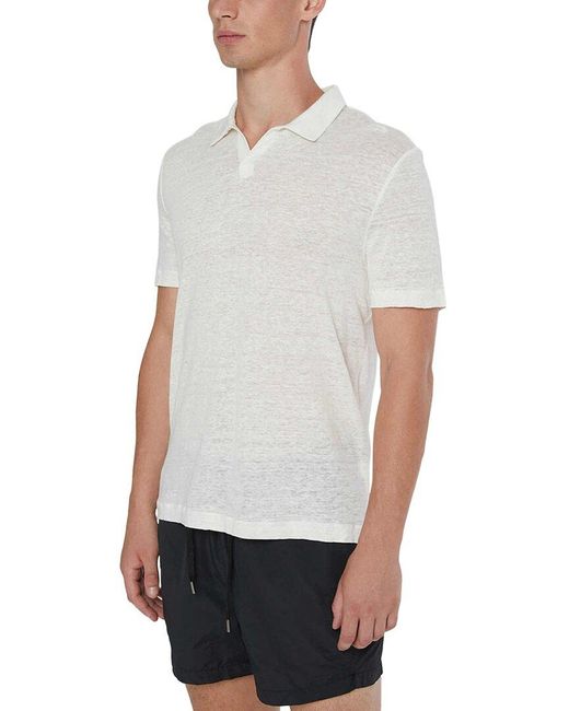 Onia White Shaun Linen Polo Shirt for men