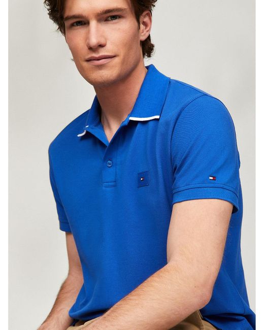 Tommy Hilfiger Blue Regular Fit Under Collar Polo for men