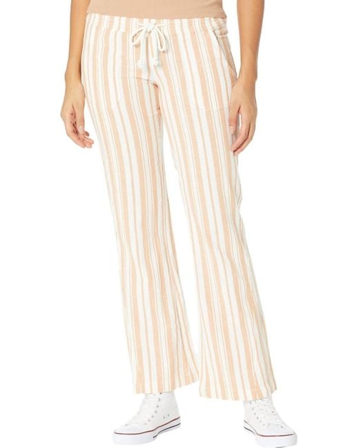 Roxy Natural Oceanside Flared Yarn-Dyed Pants