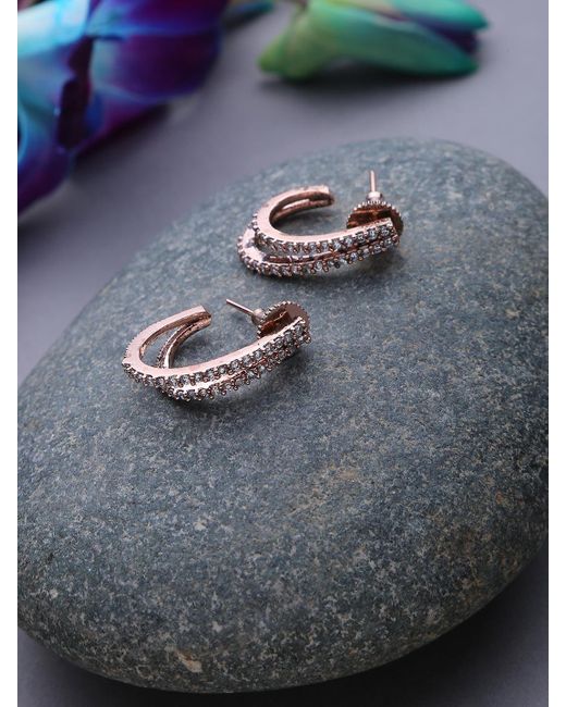 SOH Gray Plated Designer Geometric Hoops