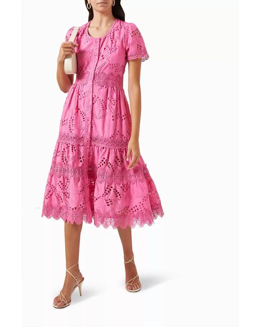 Waimari Pink Julie A Line Midi Dress