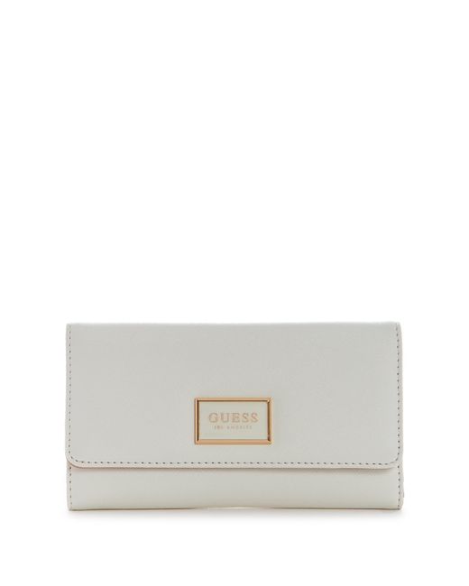Guess Factory White Abree Slim Clutch Wallet