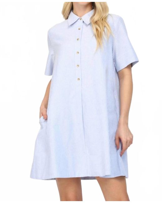 Fate White Hannah Pin Stripe Woven Mini Shirt Dress