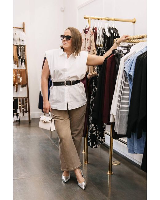 Habitual White Sleeveless Button Down Shirt