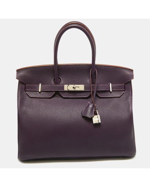 Hermès Purple Raisin Taurillon Clemence Leather Palladium Finish Birkin 35 Bag