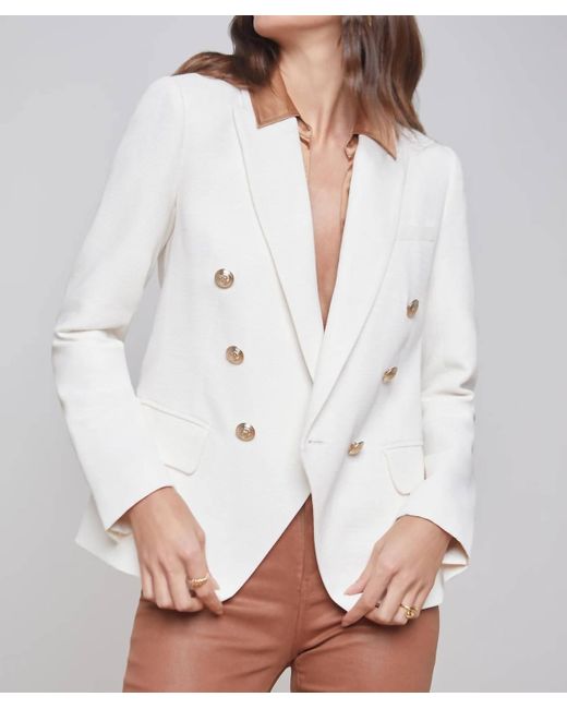 L'Agence White Kenzie Double Breasted Blazer
