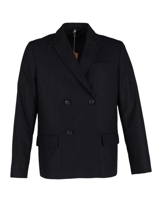 A.P.C. Blue Double-Breasted Wool Blazer