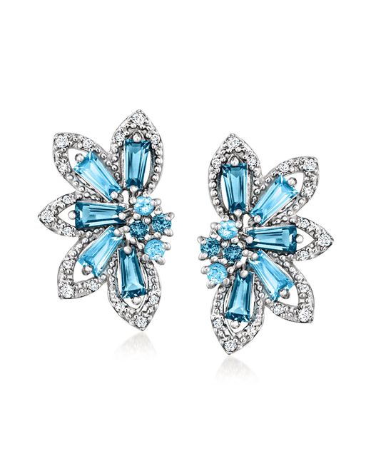 Ross-Simons Blue Tonal Topaz And . Diamond Earrings