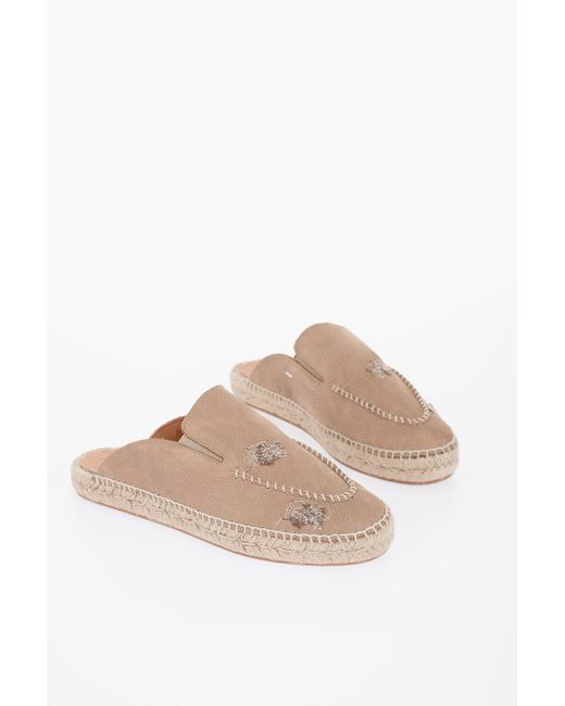Maison Margiela Natural Leather Slides With Stitching Detail And Espadrillas Soles for men