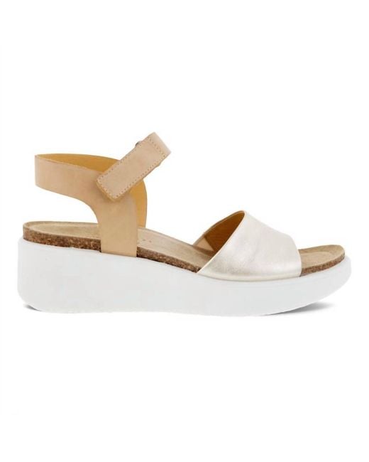 Ecco White Flowt Wedge Sandal
