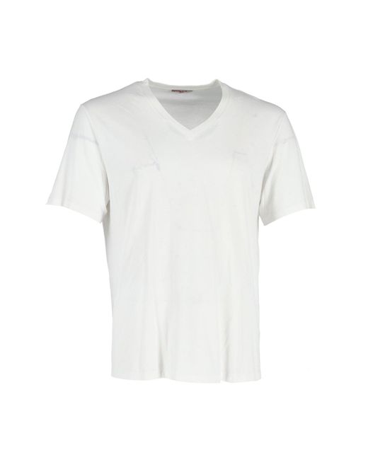 Prada White V-neck T-shirt for men