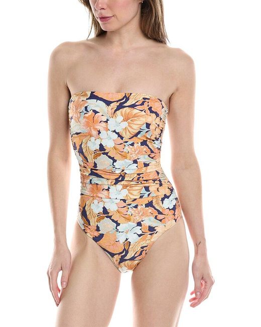 Monte and Lou Natural Monte & Lou Ruched Bandeau One-piece