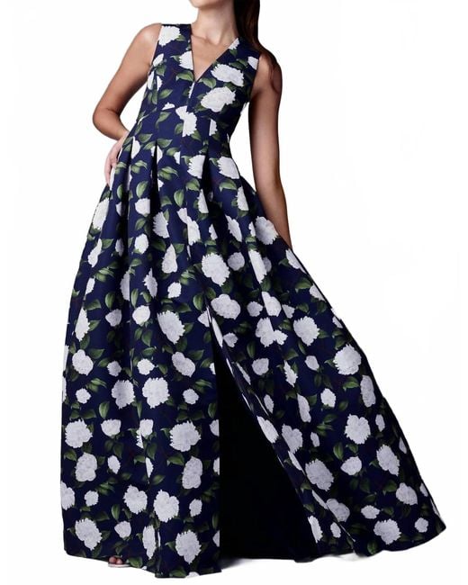 Sachin & Babi Women's Blue Brooke Floral Print Gown